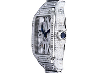 Load image into Gallery viewer, Santos Automatic 40mm Men's Watch Iced Out Bling Diamonds Stainless Steel Wrist Watches Blue Dial