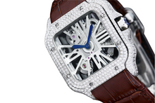 Load image into Gallery viewer, Santos Automatic 40mm Men's Watch Iced Out Bling Diamonds Stainless Steel Wrist Watches Blue Dial