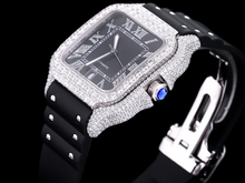 Load image into Gallery viewer, Santos Automatic 40mm Men's Watch Iced Out Bling Diamonds Stainless Steel Wrist Watches Black Dial