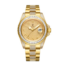 Load image into Gallery viewer, DinsFins Iced Out Watch for Men Automatic Bling-ed Out Yellow Gold Sapphire Glass Luxury Waterproof Mechanical Wrist Mens Diamonds Watches Japanese Movement