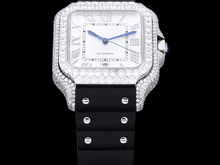 Load image into Gallery viewer, Santos Automatic 40mm Men's Watch Iced Out Bling Diamonds Stainless Steel Wrist Watches Silver Dial