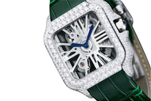 Load image into Gallery viewer, Santos Automatic 40mm Men's Watch Iced Out Bling Diamonds Stainless Steel Wrist Watches Blue Dial