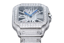 Load image into Gallery viewer, Santos Automatic 40mm Men's Watch Iced Out Bling Diamonds Stainless Steel Wrist Watches Blue Dial