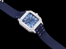 Load image into Gallery viewer, Santos Automatic 40mm Men's Watch Iced Out Bling Diamonds Stainless Steel Wrist Watches Blue Dial
