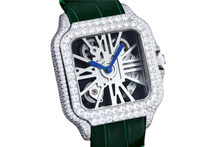 Load image into Gallery viewer, Santos Automatic 40mm Men's Watch Iced Out Bling Diamonds Stainless Steel Wrist Watches Blue Dial