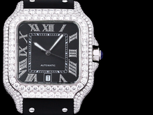 Load image into Gallery viewer, Santos Automatic 40mm Men's Watch Iced Out Bling Diamonds Stainless Steel Wrist Watches Black Dial