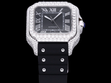 Load image into Gallery viewer, Santos Automatic 40mm Men's Watch Iced Out Bling Diamonds Stainless Steel Wrist Watches Black Dial