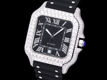 Load image into Gallery viewer, Santos Automatic 40mm Men's Watch Iced Out Bling Diamonds Stainless Steel Wrist Watches Black Dial