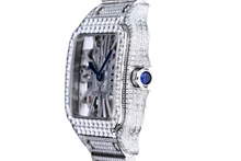 Load image into Gallery viewer, Santos Automatic 40mm Men's Watch Iced Out Bling Diamonds Stainless Steel Wrist Watches Blue Dial