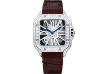 Load image into Gallery viewer, Santos Automatic 40mm Men's Watch Iced Out Bling Diamonds Stainless Steel Wrist Watches Blue Dial