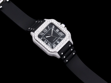 Load image into Gallery viewer, Santos Automatic 40mm Men's Watch Iced Out Bling Diamonds Stainless Steel Wrist Watches Black Dial