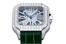 Load image into Gallery viewer, Santos Automatic 40mm Men's Watch Iced Out Bling Diamonds Stainless Steel Wrist Watches Blue Dial