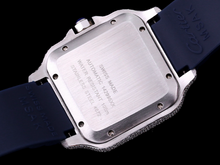 Load image into Gallery viewer, Santos Automatic 40mm Men's Watch Iced Out Bling Diamonds Stainless Steel Wrist Watches Blue Dial