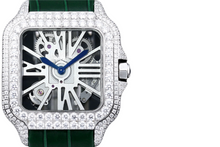 Load image into Gallery viewer, Santos Automatic 40mm Men's Watch Iced Out Bling Diamonds Stainless Steel Wrist Watches Blue Dial