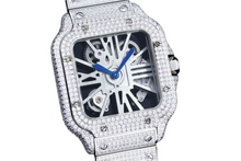 Load image into Gallery viewer, Santos Automatic 40mm Men's Watch Iced Out Bling Diamonds Stainless Steel Wrist Watches Blue Dial