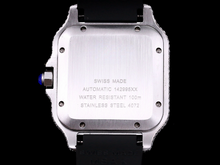 Load image into Gallery viewer, Santos Automatic 40mm Men's Watch Iced Out Bling Diamonds Stainless Steel Wrist Watches Black Dial