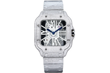 Load image into Gallery viewer, Santos Automatic 40mm Men's Watch Iced Out Bling Diamonds Stainless Steel Wrist Watches Blue Dial