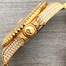 Load image into Gallery viewer, DinsFins Iced Out Watch for Men Automatic Bling-ed Out Yellow Gold Sapphire Glass Luxury Waterproof Mechanical Wrist Mens Diamonds Watches Japanese Movement