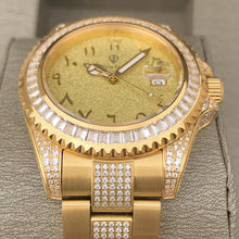 Load image into Gallery viewer, DinsFins Iced Out Watch for Men Automatic Bling-ed Out Yellow Gold Sapphire Glass Luxury Waterproof Mechanical Wrist Mens Diamonds Watches Japanese Movement
