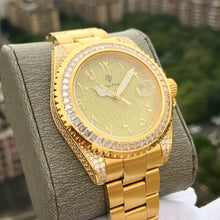 Load image into Gallery viewer, DinsFins Iced Out Watch for Men Automatic Bling-ed Out Yellow Gold Sapphire Glass Luxury Waterproof Mechanical Wrist Mens Watches Japanese Movement