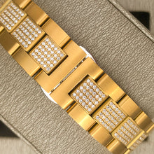 Load image into Gallery viewer, DinsFins Iced Out Watch for Men Automatic Bling-ed Out Yellow Gold Sapphire Glass Luxury Waterproof Mechanical Wrist Mens Diamonds Watches Japanese Movement