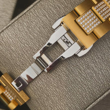 Load image into Gallery viewer, DinsFins Iced Out Watch for Men Automatic Bling-ed Out Yellow Gold Sapphire Glass Luxury Waterproof Mechanical Wrist Mens Diamonds Watches Japanese Movement