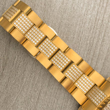 Load image into Gallery viewer, DinsFins Iced Out Watch for Men Automatic Bling-ed Out Yellow Gold Sapphire Glass Luxury Waterproof Mechanical Wrist Mens Diamonds Watches Japanese Movement
