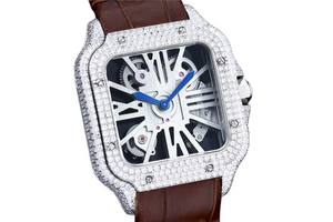 Santos Automatic 40mm Men's Watch Iced Out Bling Diamonds Stainless Steel Wrist Watches Blue Dial