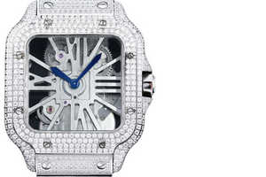 Santos Automatic 40mm Men's Watch Iced Out Bling Diamonds Stainless Steel Wrist Watches Blue Dial