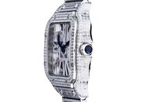 Load image into Gallery viewer, Santos Automatic 40mm Men&#39;s Watch Iced Out Bling Diamonds Stainless Steel Wrist Watches Blue Dial
