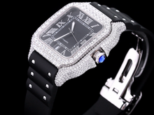 Load image into Gallery viewer, Santos Automatic 40mm Men&#39;s Watch Iced Out Bling Diamonds Stainless Steel Wrist Watches Black Dial
