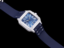 Load image into Gallery viewer, Santos Automatic 40mm Men&#39;s Watch Iced Out Bling Diamonds Stainless Steel Wrist Watches Blue Dial
