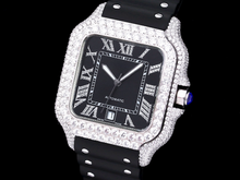 Load image into Gallery viewer, Santos Automatic 40mm Men&#39;s Watch Iced Out Bling Diamonds Stainless Steel Wrist Watches Black Dial
