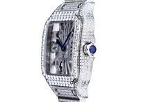 Load image into Gallery viewer, Santos Automatic 40mm Men&#39;s Watch Iced Out Bling Diamonds Stainless Steel Wrist Watches Blue Dial
