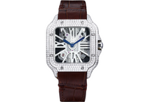 Load image into Gallery viewer, Santos Automatic 40mm Men&#39;s Watch Iced Out Bling Diamonds Stainless Steel Wrist Watches Blue Dial
