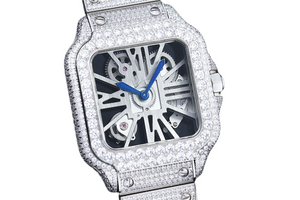 Santos Automatic 40mm Men's Watch Iced Out Bling Diamonds Stainless Steel Wrist Watches Blue Dial