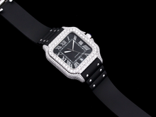 Load image into Gallery viewer, Santos Automatic 40mm Men&#39;s Watch Iced Out Bling Diamonds Stainless Steel Wrist Watches Black Dial
