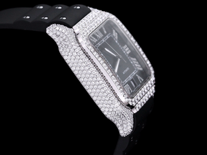 Santos Automatic 40mm Men's Watch Iced Out Bling Diamonds Stainless Steel Wrist Watches Black Dial