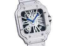 Load image into Gallery viewer, Santos Automatic 40mm Men&#39;s Watch Iced Out Bling Diamonds Stainless Steel Wrist Watches Blue Dial
