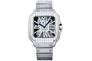 Santos Automatic 40mm Men's Watch Iced Out Bling Diamonds Stainless Steel Wrist Watches Blue Dial