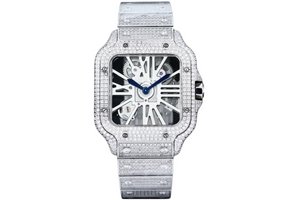 Santos Automatic 40mm Men's Watch Iced Out Bling Diamonds Stainless Steel Wrist Watches Blue Dial